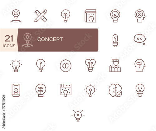 25 PIXEL Perfect Regular Line Vector Icons from Concept Collection