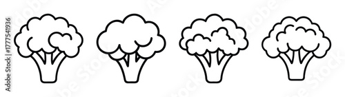 Broccoli vegetable drawing outline illustration healthy food vector art design isolated on white background