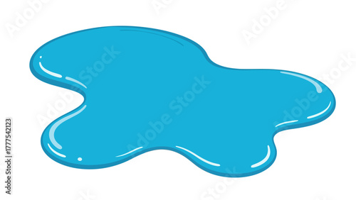 A bright blue puddle with glossy highlights on a white background
