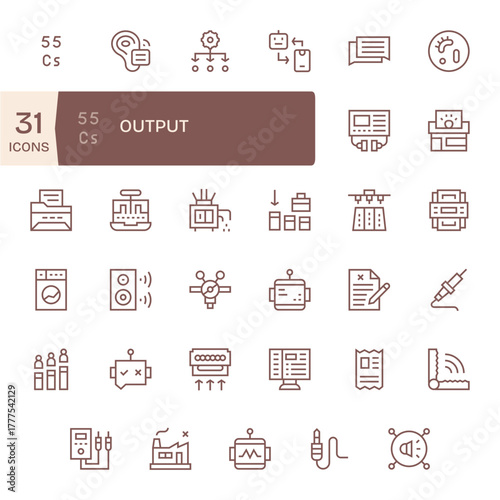 Output Ultimate Vector Package with 35 High Resolution Regular Line Editable Icons