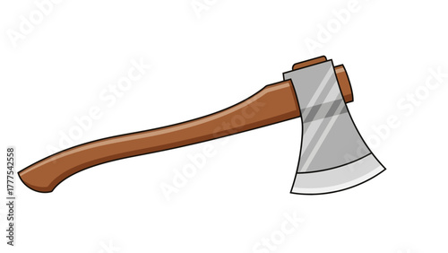 A cartoon axe with a wooden handle and silver blade