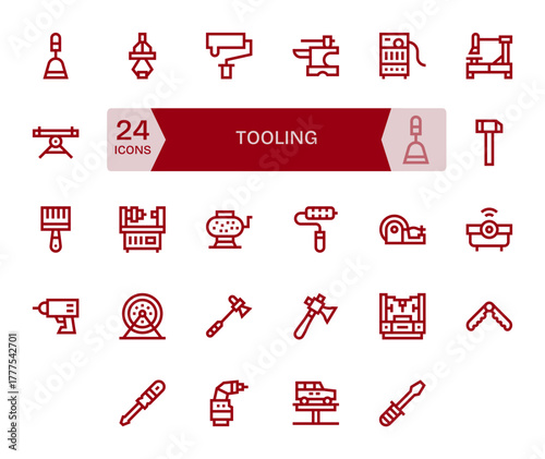Tooling Vector Graphics Pack including 24 Bold Line 64x64 Pixel Aligned Icons