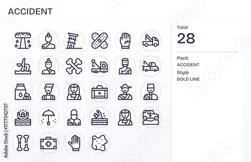 Accident Exclusive Vector Set featuring 28 Bold Line Pixel Aligned Retina Ready Icons