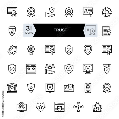 35 Regular Line Editable 128x128 Vector Icons from Trust Suite