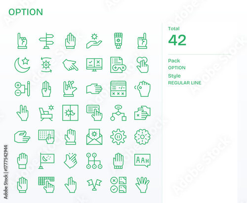 Option Design Vector Icons featuring 42 PIXEL Perfect Regular Line Style