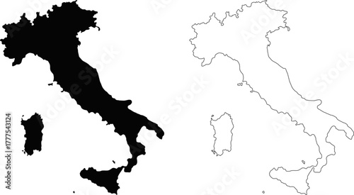Italy map icon. Black Map of Italy on White Background. Vector illustration.