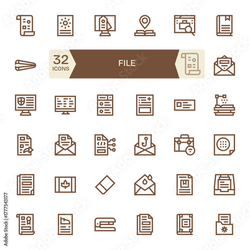 File Vector Icon Repository containing 32 Bold Line 64x64 Pixel Optimized graphics