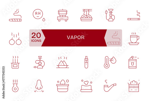 Vapor Premium Vector Bundle with 24 128x128 Grid Fitted Thin Line Icons