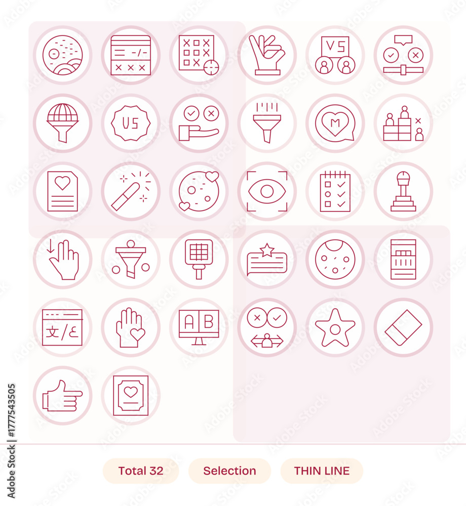 Fototapeta premium Selection Vector Icon Collection with 32 High Resolution Thin Line Designs