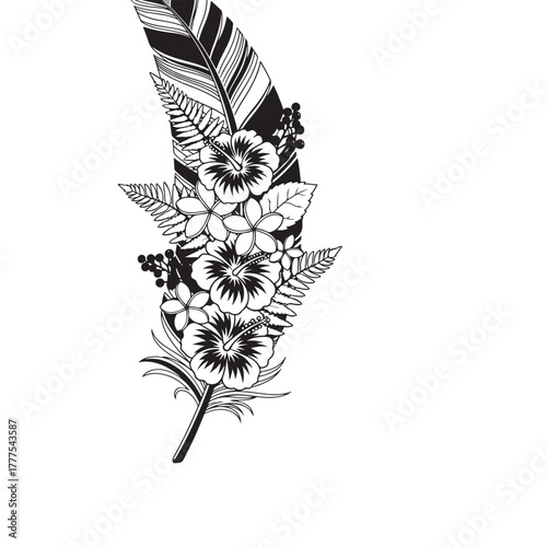 Boho Feathers and Flowers – Decorative Vertical Arrangement