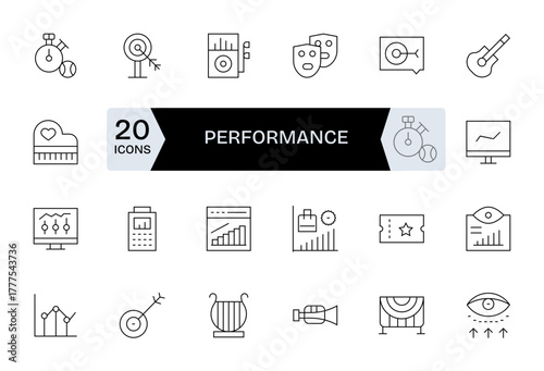 Performance Vector Icon Repository containing 24 Thin Line 256x256 Pixel Optimized graphics