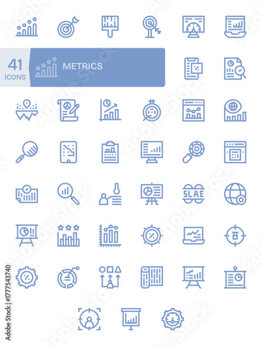 41 Bold Line Pixel Optimized Designs for Metrics Retina Ready Vector Icons