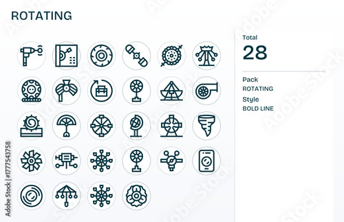 28 Bold Line Vector Icons designed for Rotating in Retina Ready Display Perfect format