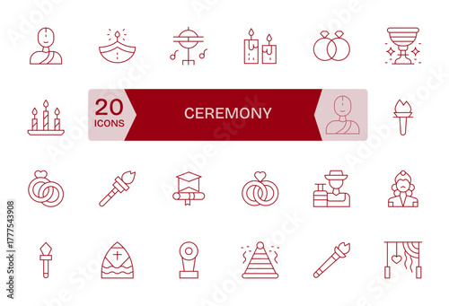 Ceremony Ultimate Vector Package with 24 Retina Ready Thin Line Detail Enhanced Icons