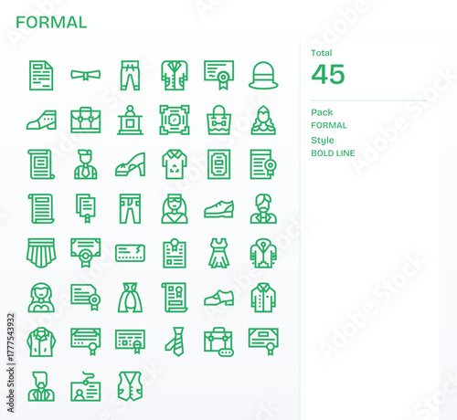 Formal Vector Icon Repository containing 45 Bold Line 256x256 Editable graphics