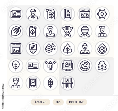 28 Bold Line Pixel Optimized Vector Icons crafted for Bio 64x64 applications