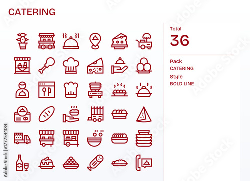 36 Bold Line Detail Enhanced 128x128 Vector Icons from Catering Suite