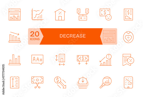 24 Thin Line Pixel Optimized Vector Icons tailored for Decrease 128x128 interface