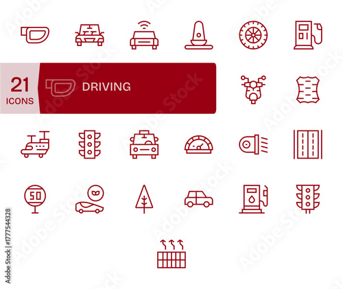 25 Regular Line Pixel Aligned Vector Icons crafted for Driving 128x128 applications