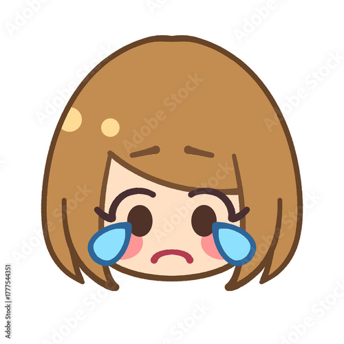女の子の泣き顔かわいいアイコンイラスト素材