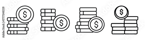 Illustration of money coins stacks for finance investment and business wealth management concept