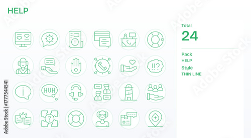 Help Ultimate Vector Package with 24 256x256 Thin Line PIXEL Perfect Icons