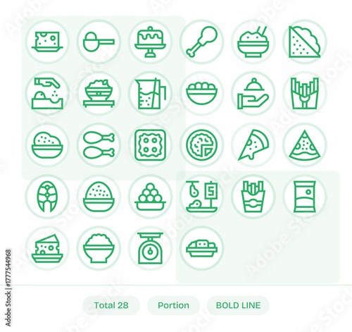 28 128x128 Bold Line Vector Icons optimized for Portion Grid Fitted display
