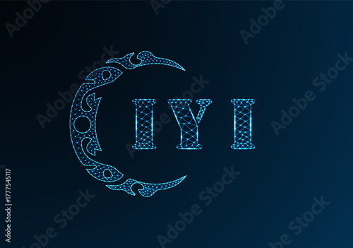Low poly letter logo IYI design. IYI letter logo low poly vector design on blue color gradient background. IYI logo low poly design