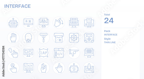 Interface Vector Graphics Pack including 24 Thin Line Retina Ready Display Perfect Icons