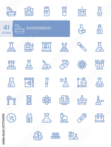 Experiment including 41 64x64 Bold Line Vector Illustrations