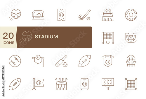 20 128x128 Thin Line Vector Icons optimized for Stadium PIXEL Perfect display
