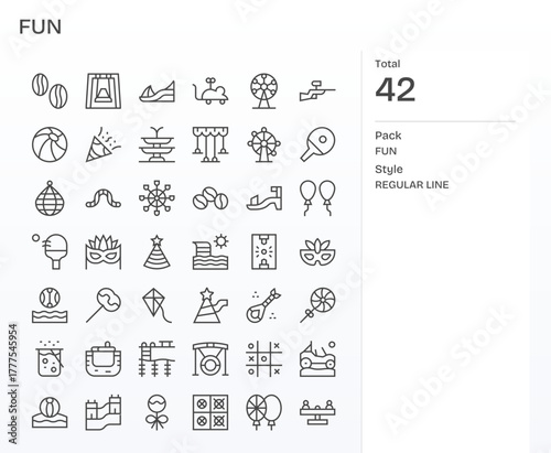 42 Regular Line Pixel Optimized Vector Icons for Fun Graphics