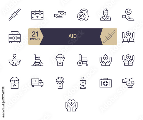 Aid Modern Vector Collection with 25 Regular Line 256x256 Editable Icons