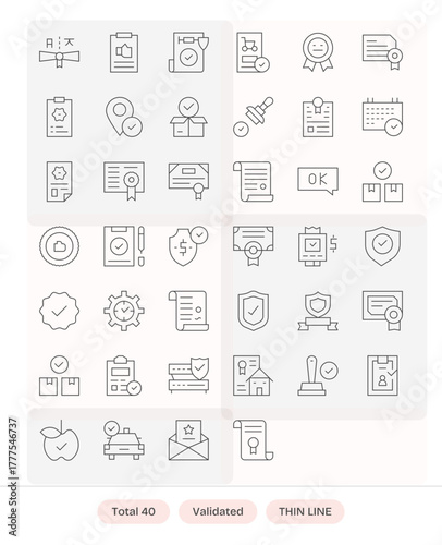 Validated Comprehensive Vector Bundle with 40 Pixel Optimized Thin Line 128x128 Icons