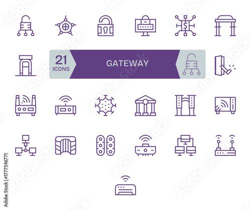 Gateway Vector Icon Arsenal with 25 64x64 Regular Line PIXEL Perfect designs