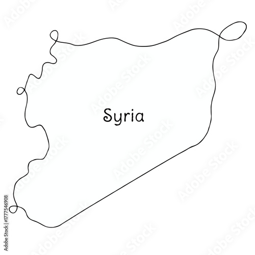 syria continuous line map. line art of syria map. single outline vector illustration