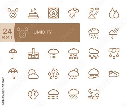 Humidity Vector Graphics Pack including 24 Bold Line 128x128 Grid Fitted Icons