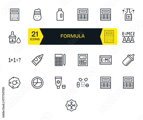 Formula featuring 25 256x256 Vector Icons in Regular Line Design