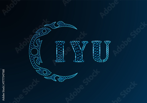 Low poly letter logo IYU design. IYU letter logo low poly vector design on blue color gradient background. IYU logo low poly design