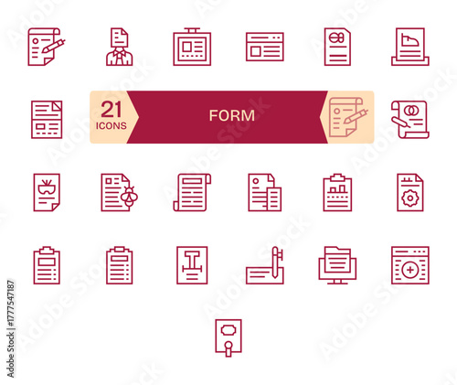25 Regular Line Editable High Resolution Vector Icons from Form Suite
