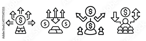 Money flow diagram financial investment strategy wealth management income distribution growth concept