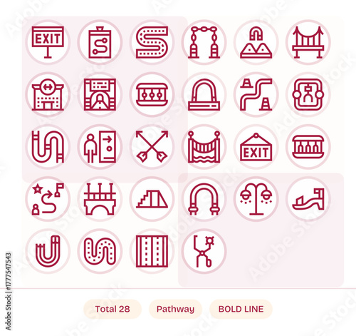 Bold Line Pixel Optimized Vector Icons from Pathway Set with 28 64x64 Icons