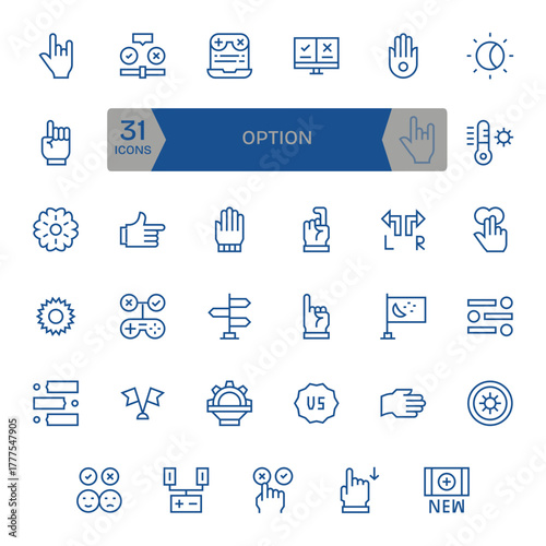 35 Vector Icons for Option optimized in PIXEL Perfect 64x64 Regular Line resolution