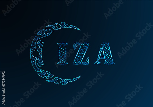 Low poly letter logo IZA design. IZA letter logo low poly vector design on blue color gradient background. IZA logo low poly design