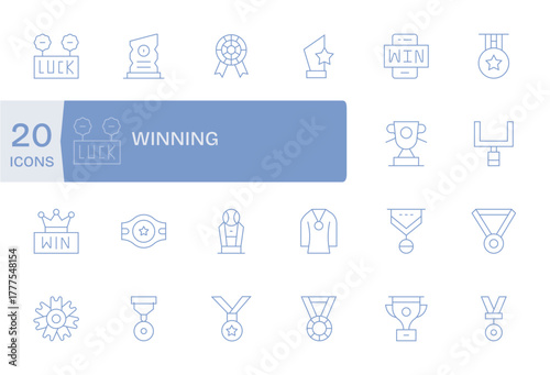 Winning Modern Vector Collection with 20 Thin Line 64x64 Grid Fitted Icons