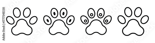 Dog paw prints vector illustration, animal track, pet footprint, puppy paws, canine symbol design