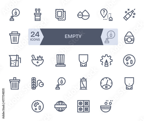 24 High Resolution Bold Line Vector Icons optimized for Empty PIXEL Perfect display
