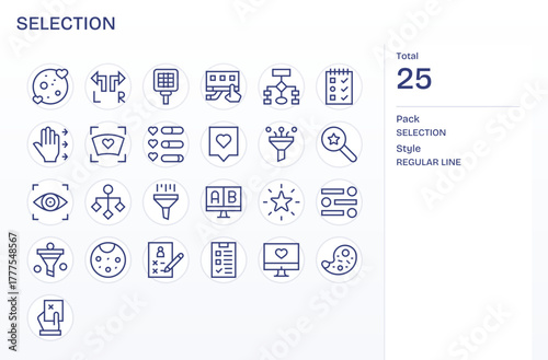 Selection Vector Icon Toolkit featuring 25 Detail Enhanced 64x64 Regular Line elements