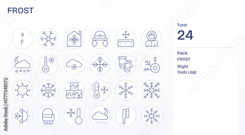 24 Thin Line Vector Icons designed for Frost in 256x256 Editable format