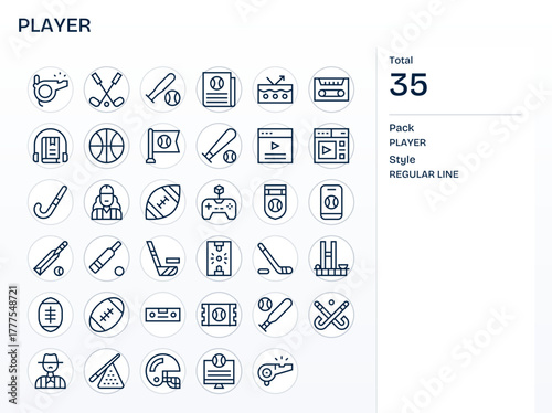 35 Regular Line Display Perfect 128x128 Vector Icons from Player Suite